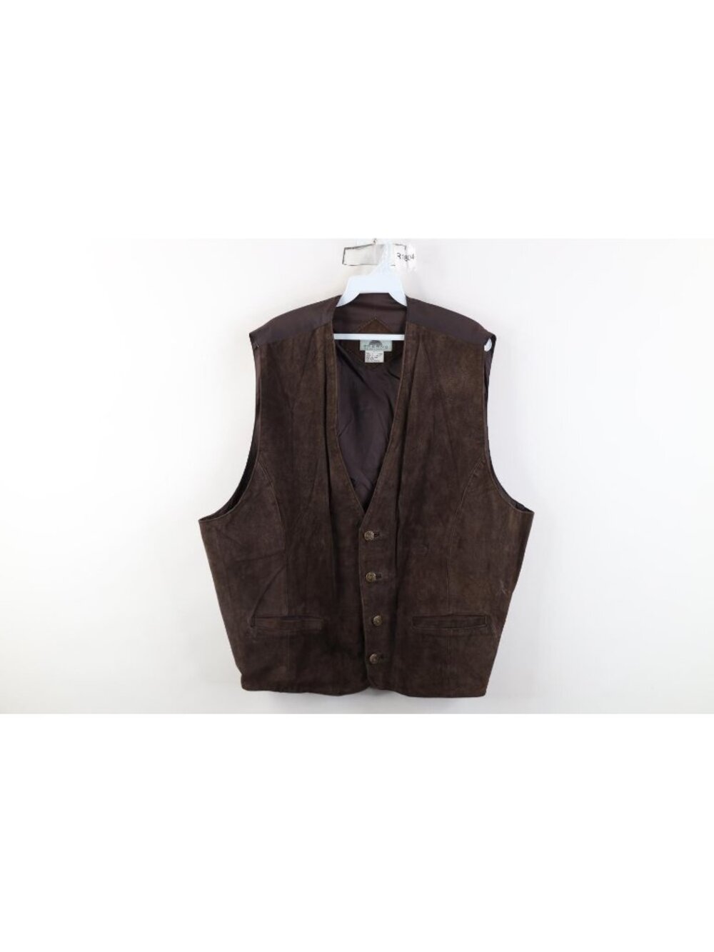 Vintage 90s Streetwear Mens XL Distressed Suede Leather Buckle Back Vest Jacket